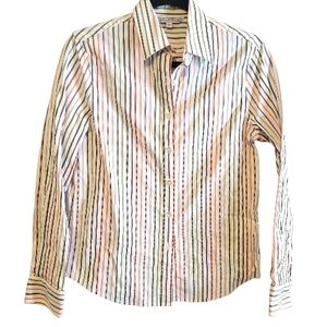 Tabi Women's Academia Striped Button Down Corporate/Office Wear Small